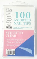 EDGE Stiletto Tips CLEAR 100 Assorted Boxed