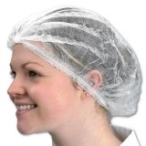 Disposable Pleated Mob Hair Cap WHITE 100pk
