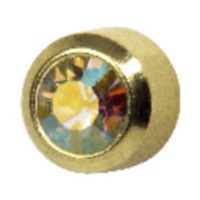 Studex Regular Gold Plated Bezel Rainbow Crystal ONE PAIR