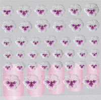 Nailtopia Stickers Dried Flower White & Purple Pansies